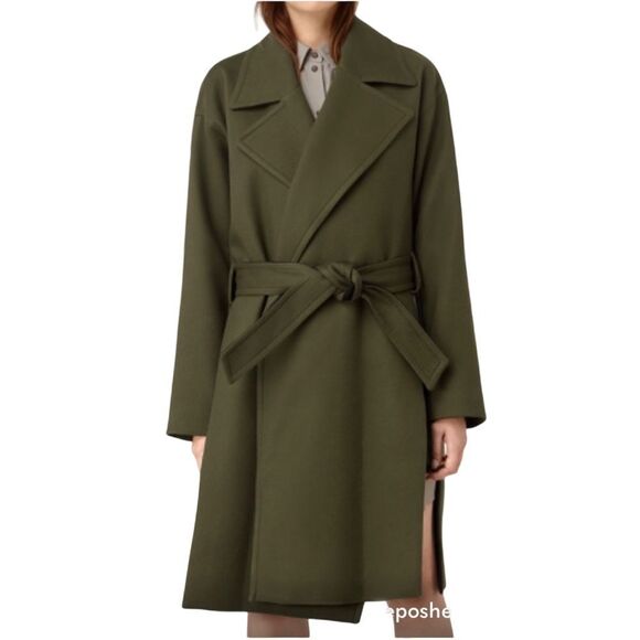 ALL SAINTS Olive Green Twill Indira Penza Winter Trench Coat - Picture 1 of 15